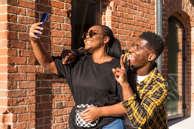 Best friends taking a selfie together