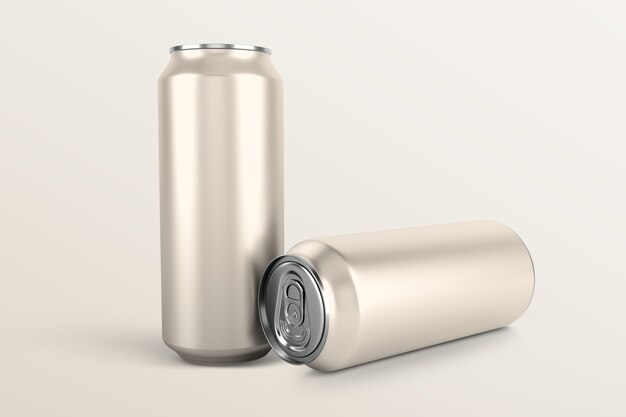 Beverage cans set, blank aluminum packaging