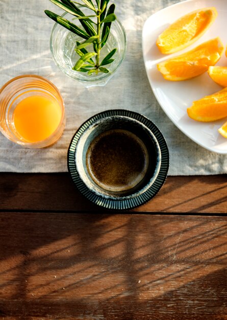 Beverage Orange juice and Coffee Break Relax