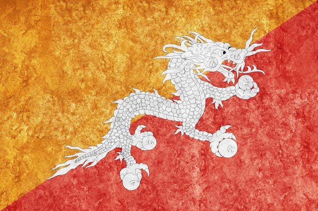 Металлический флаг Бутана, текстурированный флаг, гранж-флаг