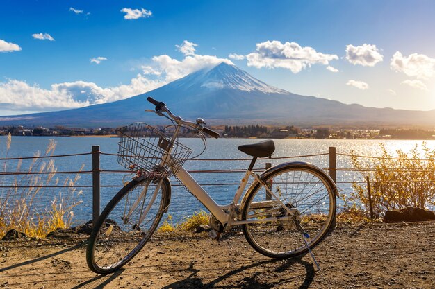 Bicycle at Kawaguchiko and fuji mountain, Japan.