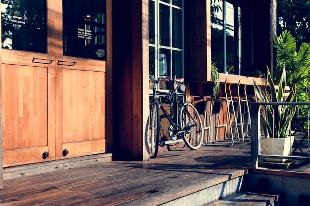 Bicycle Parked Outside Shop