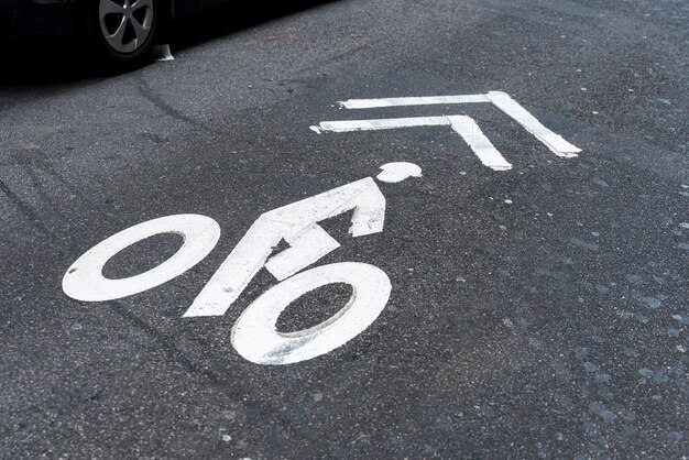 Bicycle road sign top view