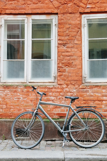 Bicycle on stone street pavement