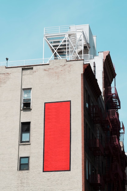 Free photo big billboard template on building in city