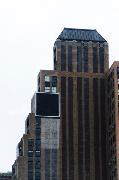 Big billboard template on building in city