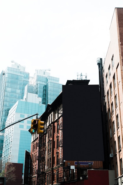 Big billboard template on building in city