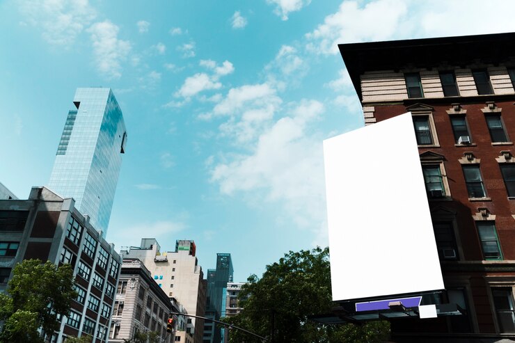 Free Photo big billboard template on building in city