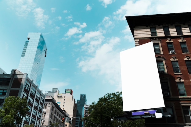 Big billboard template on building in city