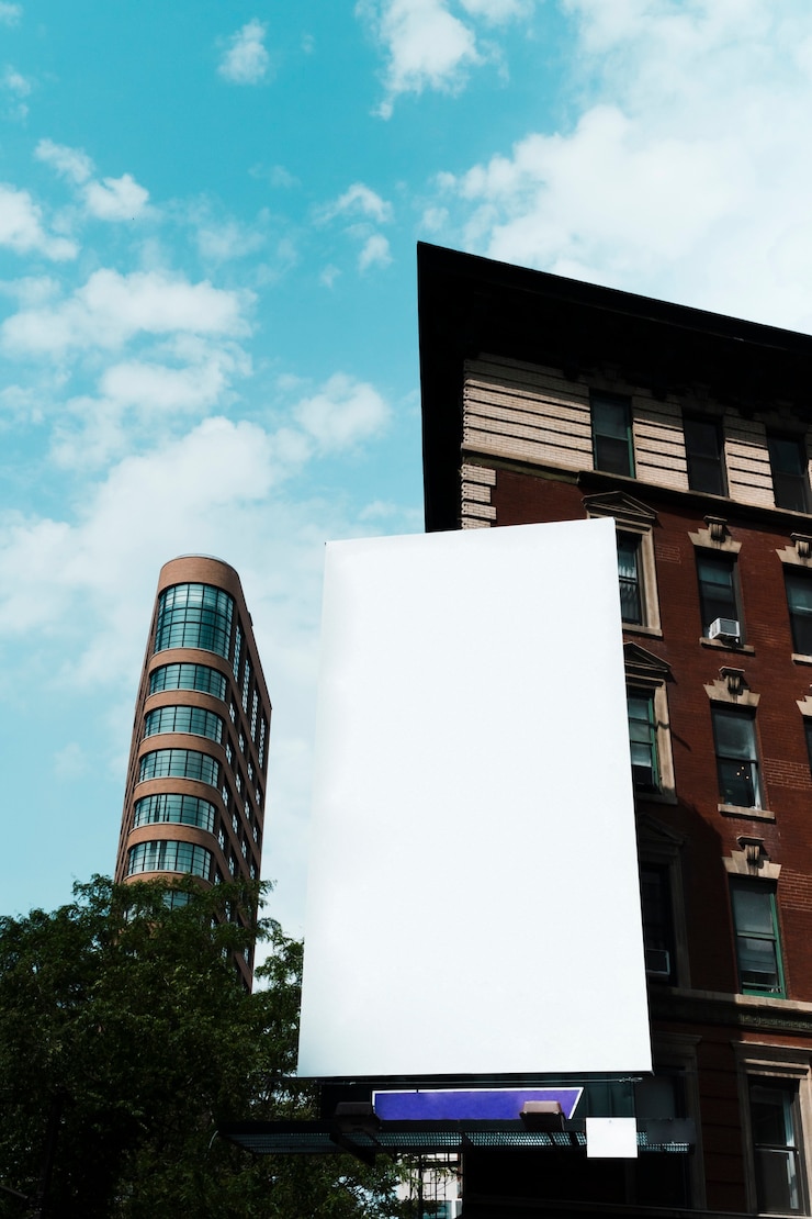 Free Photo big billboard template on building in city