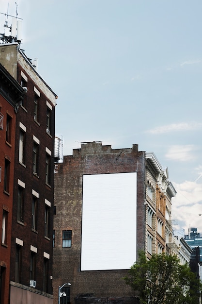Big billboard template on building in city