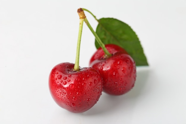 Big cherry on white background