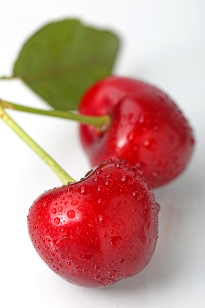 Big cherry on white background