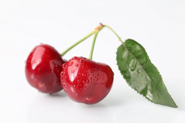 Big cherry on white background