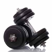 Free photo big dumbbells over white