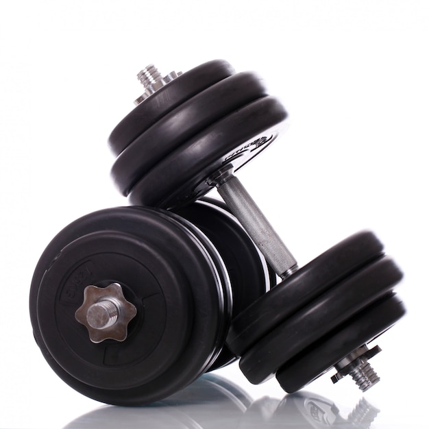 Big dumbbells over white