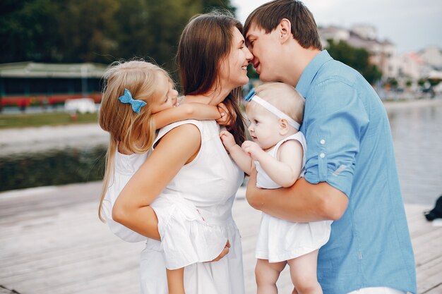 Big family near lake