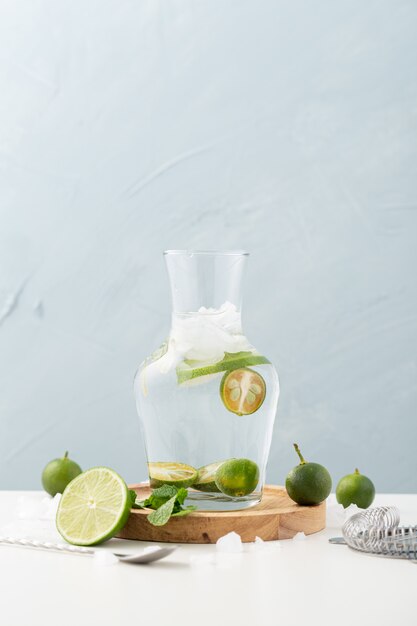 big jar of water with lemon