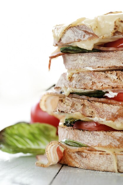 Big multi layered sandwich, closeup