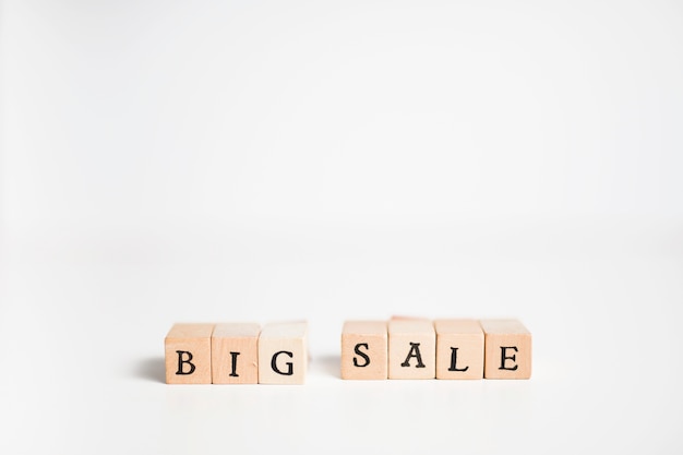 Big sale inscription on wooden blocks 