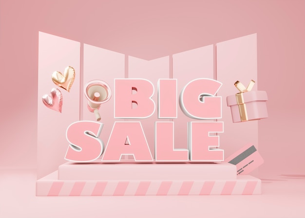 Free photo big sale for retail with pink podium