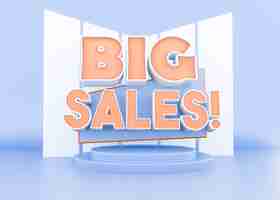 Free photo big sales for retail  with blue podium