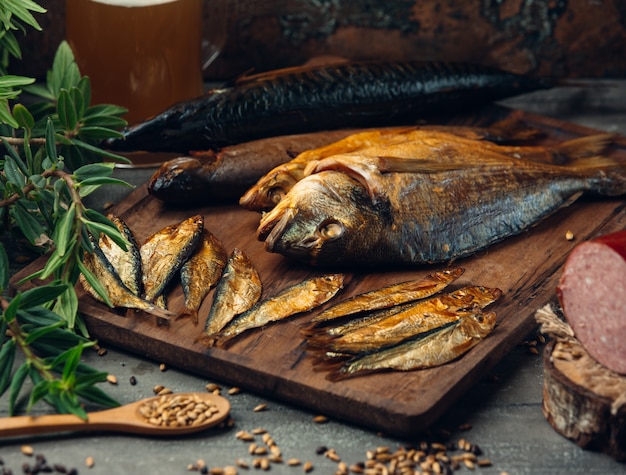 big and small dried smoked fish