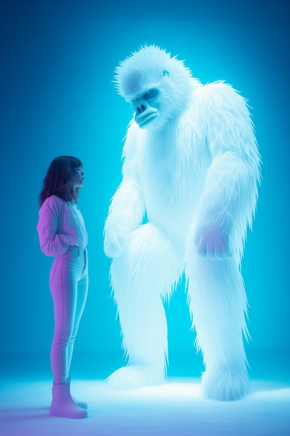 Bigfoot represented in neon glow