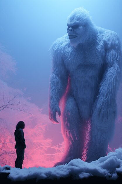 bigfoot represented in neon glow