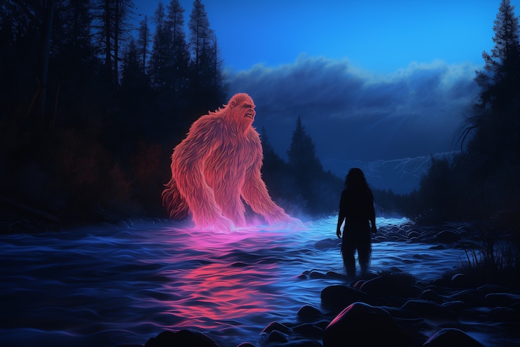 Free Photo bigfoot represented in neon glow
