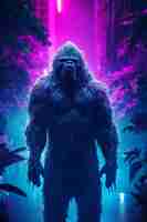 Free photo bigfoot represented in neon glow