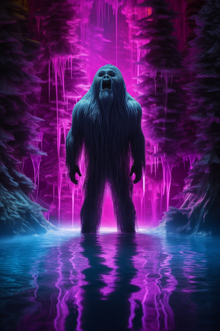 Free Photo bigfoot represented in neon glow