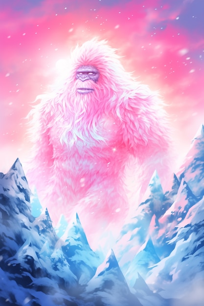 Foto gratuita bigfoot rappresentato nel bagliore al neon