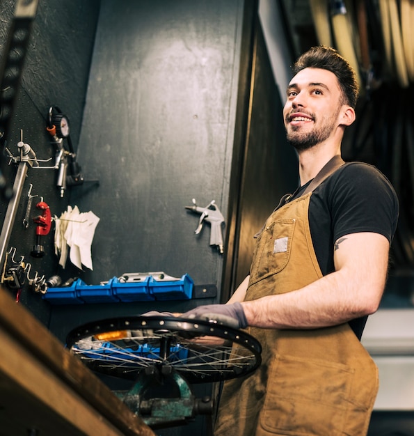 Bike shop with shop assistant