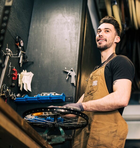 Bike shop with shop assistant