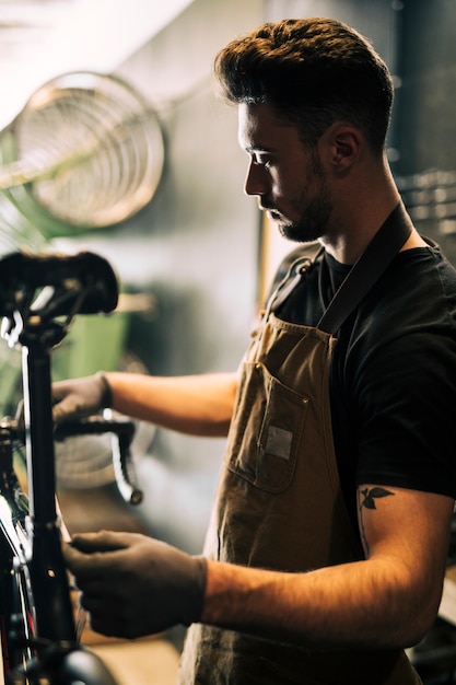 Bike shop with shop assistant