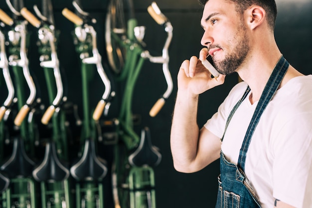 Bike shop with shop assistant