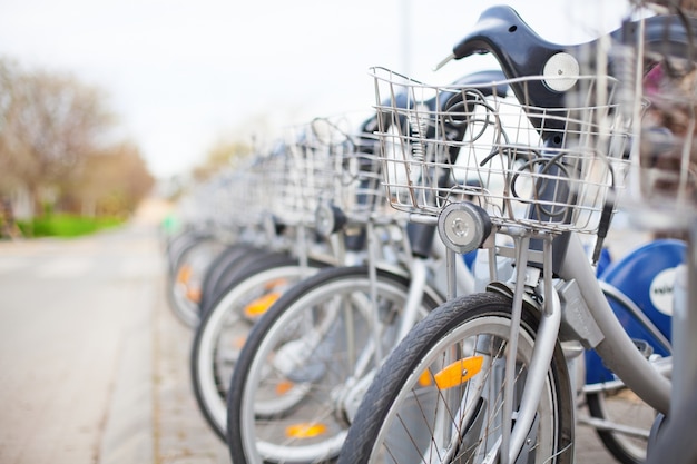 Free photo bikes at a rental point