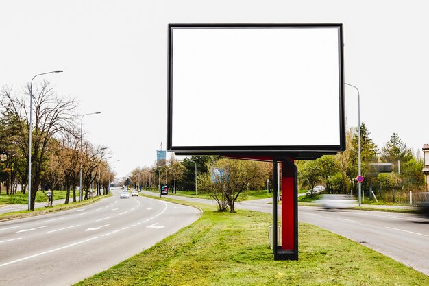 Billboard blank for outdoor advertising in the middle of the road