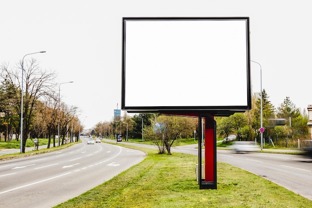 Billboard blank for outdoor advertising in the middle of the road