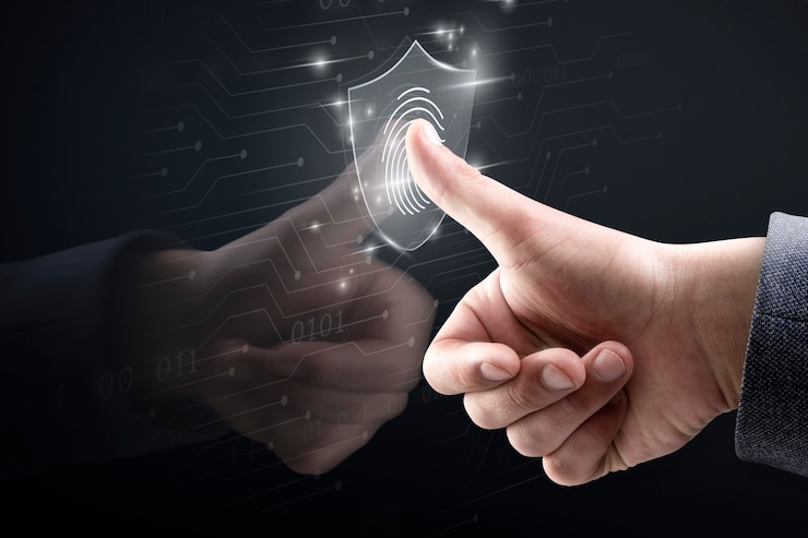 Free Photo biometric technology background with fingerprint scanning system on virtual screen digital remix