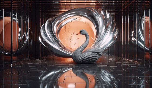 Free photo biomorphic swan artwork background