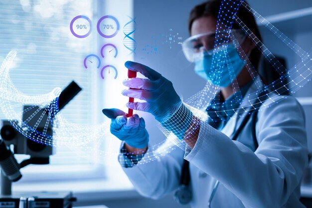 Free photo biotechnology specialist in the laboratory conducting experiments