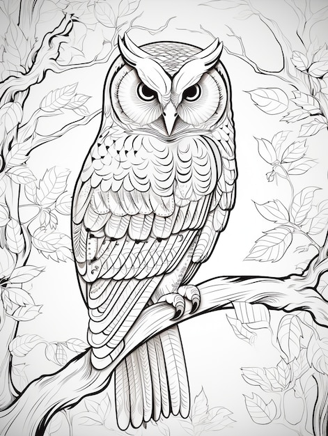 Free photo bird coloring page line art