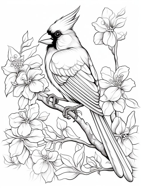 鳥のカラーページのラインアート