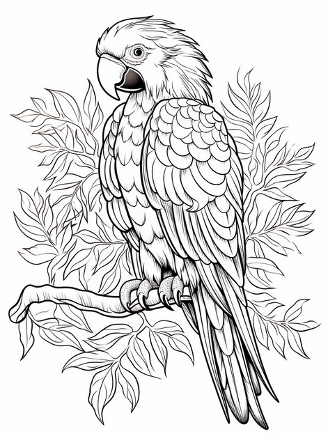 鳥のカラーページのラインアート