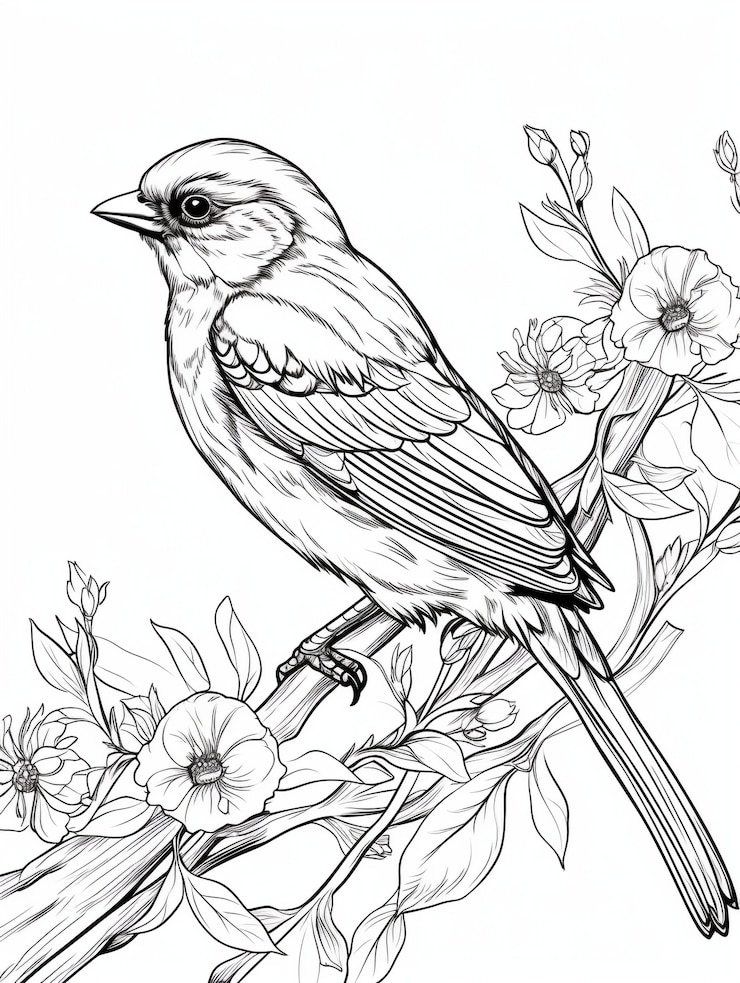 Free Photo bird coloring page line art
