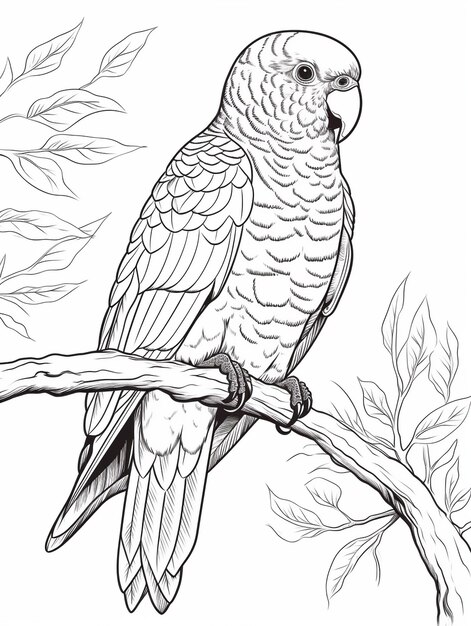 鳥のカラーページのラインアート