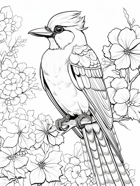 鳥のカラーページのラインアート
