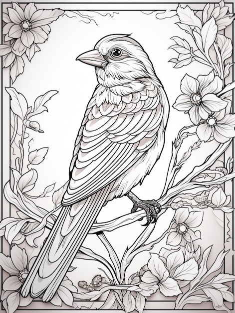 Free photo bird coloring page line art